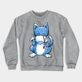 Cat Drinking Mouse Tea Crewneck Sweatshirt